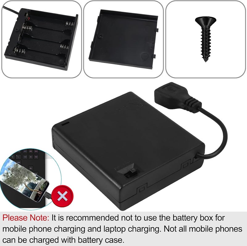 AEDIKO 2pcs AA Battery Holder USB Switch (2pcs, 4AA) - Image 2