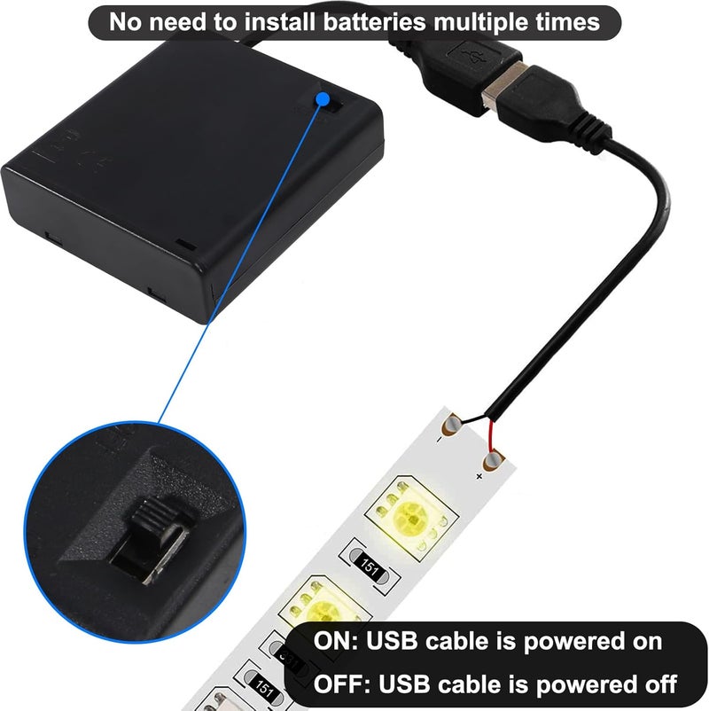 AEDIKO 2pcs AA Battery Holder USB Switch (2pcs, 4AA) - Image 4