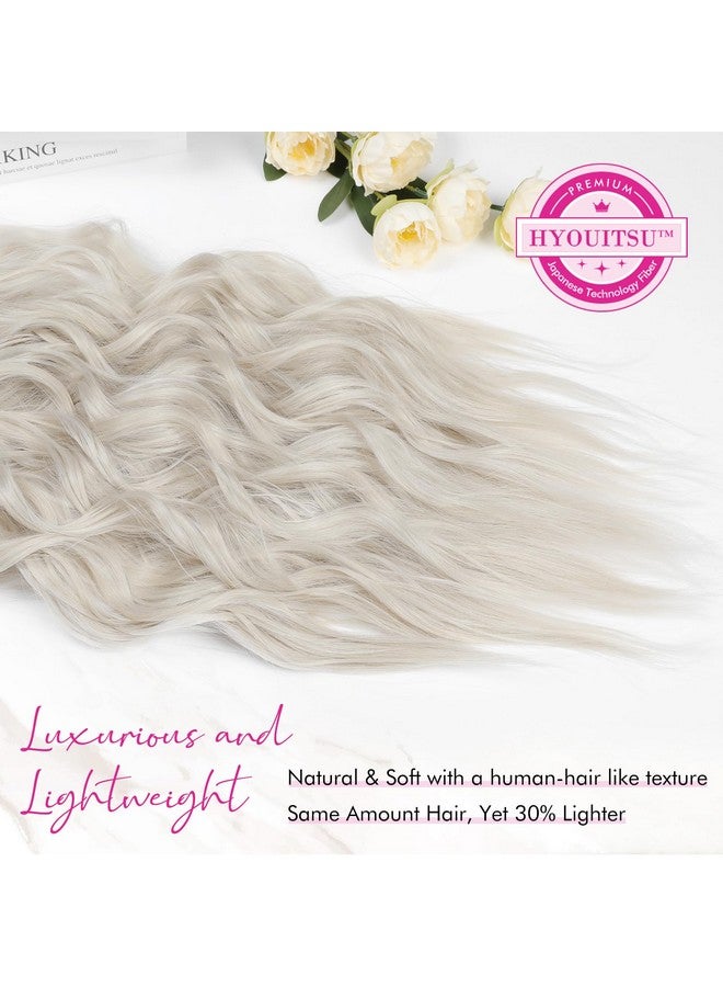 ريتشو وصلات شعر REECHO بمشبك، 4 قطع وصلات شعر أشقر بطول 24 بوصة، وصلات شعر طويلة بموجات الشاطئ HE003، وصلات شعر طبيعية ناعمة من الدانتيل غير المرئي للنساء - أشقر بلاتيني - Image 2