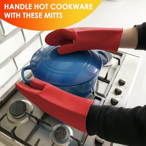 KARP Silicone Heat Resistant Cooking Pinch Mitts, Microwave Oven Hand Gloves, Oven Mitts, Potholders Kitchen Heat Resistant Solution (Red) - Image 2
