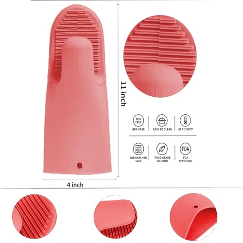 KARP Silicone Heat Resistant Cooking Pinch Mitts, Microwave Oven Hand Gloves, Oven Mitts, Potholders Kitchen Heat Resistant Solution (Red) - Image 5