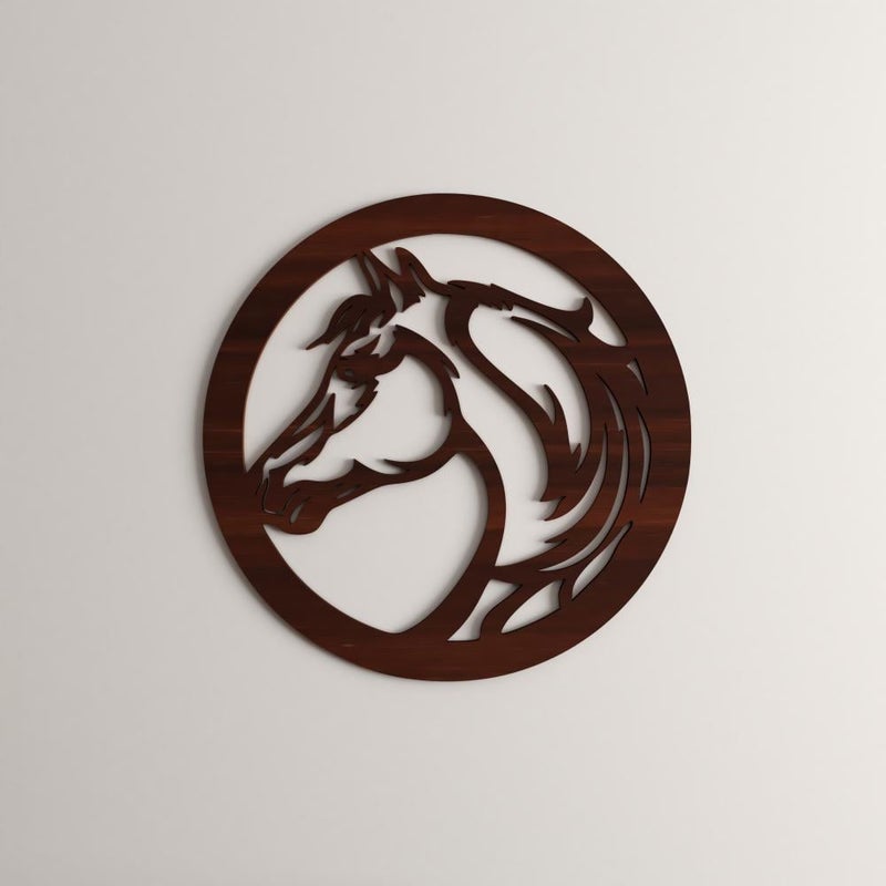 ماركتنا منحوتة ديكور خشبية بتصميم حصان بمقاس 50×50 سم - Image 2