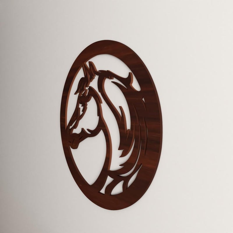 ماركتنا منحوتة ديكور خشبية بتصميم حصان بمقاس 50×50 سم - Image 3