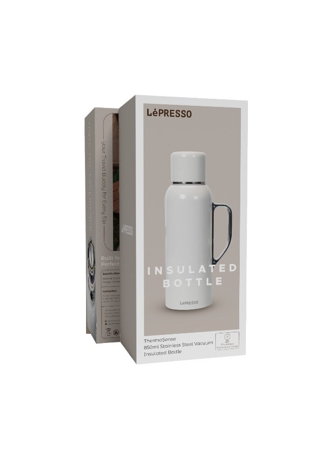 LePRESSO Insulated Bottle with 850ml Capacity / 10-12 Hours Heat Retention / Double Wall Vacuum Insulation Design / Stainless Steel SUS 316 Material / Mechanical Temperature Gauge - White - Image 4