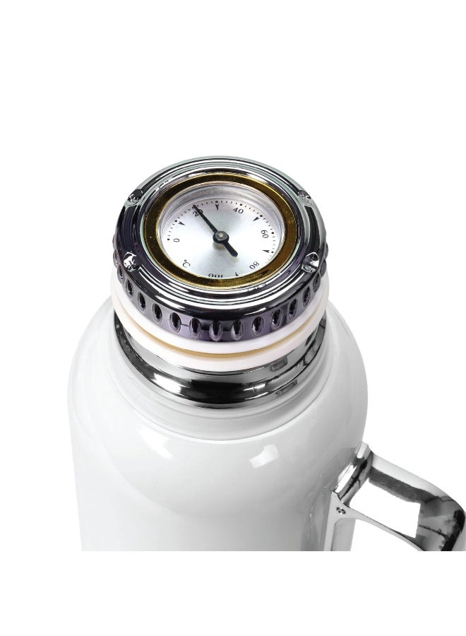 LePRESSO Insulated Bottle with 850ml Capacity / 10-12 Hours Heat Retention / Double Wall Vacuum Insulation Design / Stainless Steel SUS 316 Material / Mechanical Temperature Gauge - White - Image 3