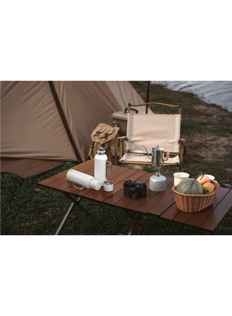 LePRESSO Insulated Bottle with 850ml Capacity / 10-12 Hours Heat Retention / Double Wall Vacuum Insulation Design / Stainless Steel SUS 316 Material / Mechanical Temperature Gauge - White - Image 2