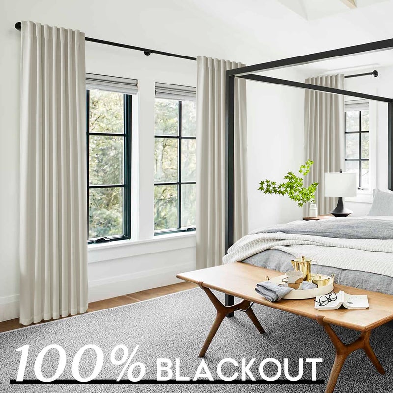 PANELSBURG Modern Farmhouse Curtains for Living Room 96 Inch Length Linen Cotton Textured Blackout Thermal Window Coverings for Winter Insulation 2 Panel Curtain Set Oatmeal Beige - Image 4