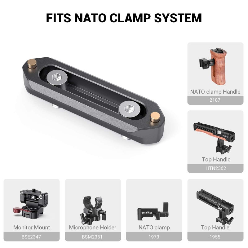 SmallRig NATO Rail, Quick Release Safety NATO Rail, 7cm Long with Spring Loaded Pins for RED/BMD - 1195 - Image 3