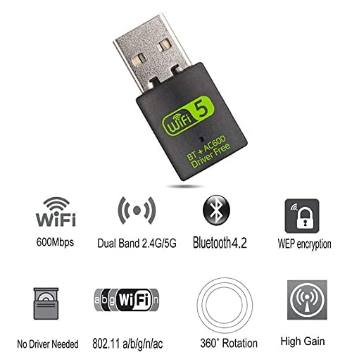 AUSHA ® 2 in 1 Bluetooth WiFi (2.4/5Ghz) Wireless Network External Receiver, Mini WiFi Adapter for PC/Laptop/Desktop - Image 3