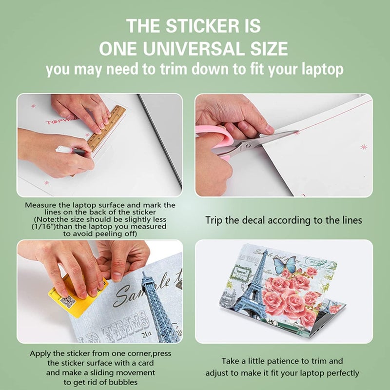 icolor Laptop Skin Sticker Decal, Eiffel Tower 12 13 13.3 14 15 15.4 15.6 inch Laptop Skin Sticker Cover Art Decal Protector Notebook PC Skin - Image 3