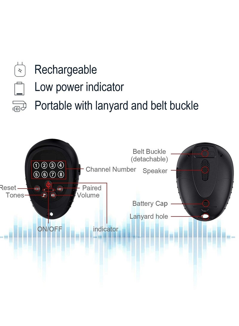 Rechargeable Wireless Caregiver, r Smart Call on Transmitter with Receiver 1000 Feet Range Nurse Calling Alert Patient Help System for Elderly (1 Call on and 1 Receiver, Black) - Image 4