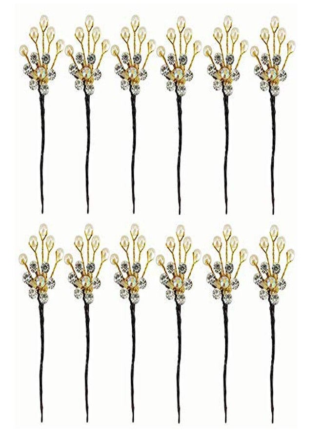 AASA Hair Bun Decoration Juda Pins for Women and Girls (Golden, Set of 12Pcs) - Image 2