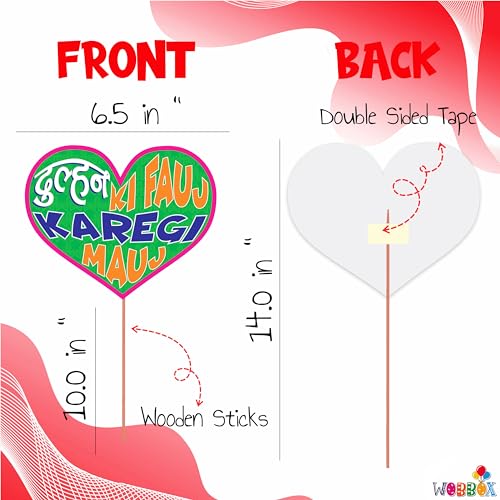 WOBBOX Wedding Colourful Photo Booth Party Props (Pack of 2), Wedding Props for Photoshoot (51 Pcs) - Image 3