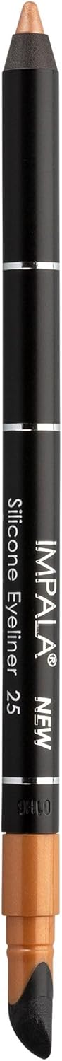 IMPALA Waterproof Eyeliner with Silicone Rose Gold Metallic Color No 25 Defined Line or Smudged Effect EasytoApply Creamy Texture Intense LongLasting and WaterResistant Color