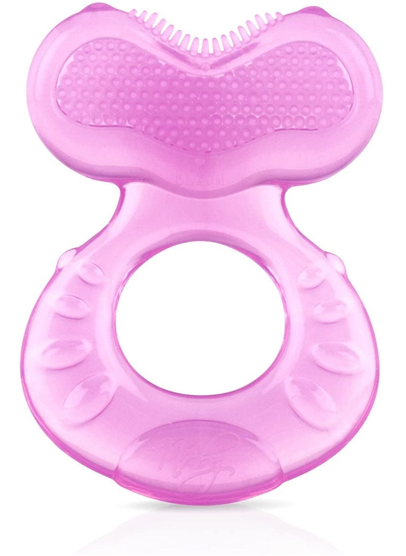 Nuby Nuby Silicone Teethe-eez Teether with Bristles, Includes Hygienic Case, Pink  - Image 1