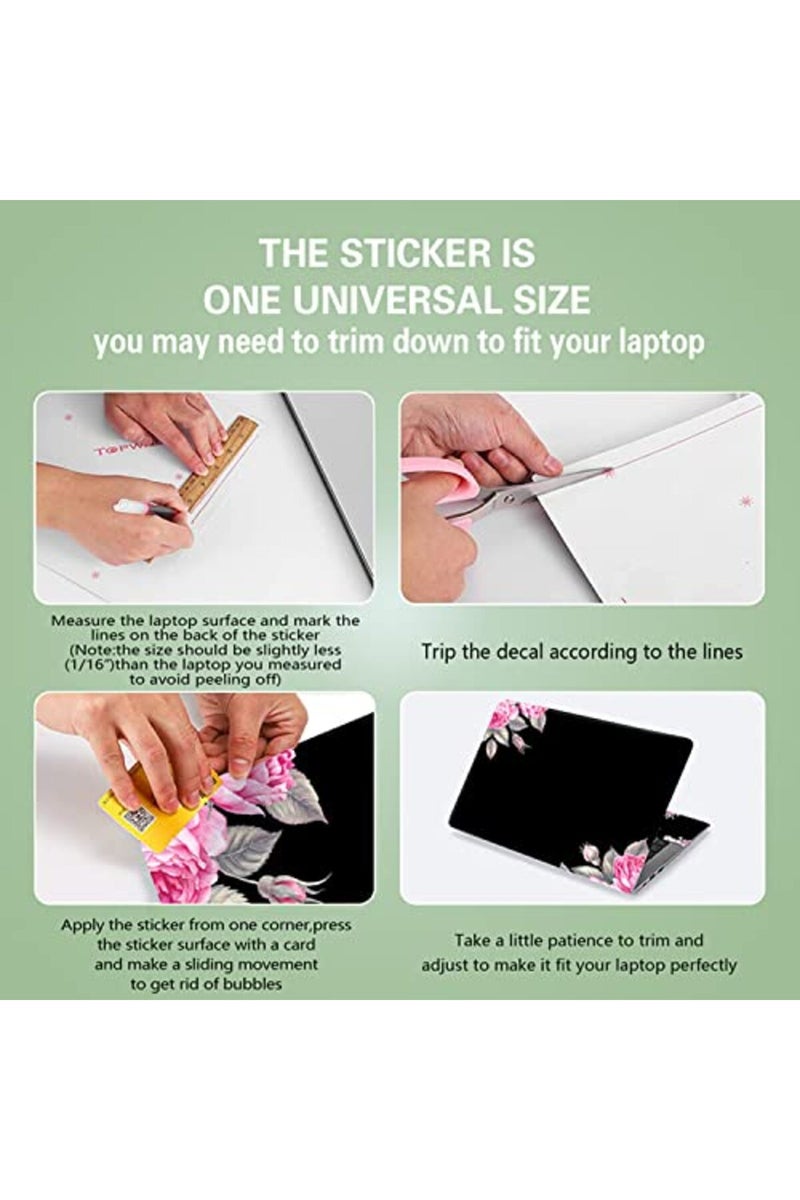 icolor Black Flower 11.6 13 13.3 14 15 15.6 Inch Netbook Laptop Skin Sticker Reusable Protector Cover Case for Laptop Notebook - Image 2