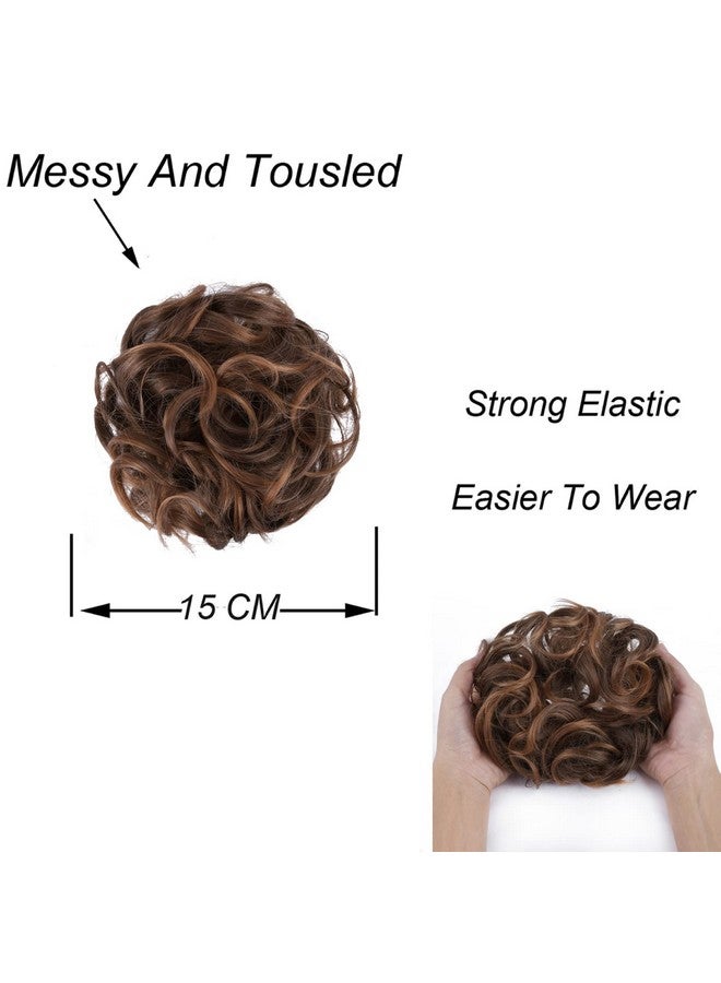Elaine Laine Hair Buns Hair Piece Messy Tousled Wavy Curly Scrunchies Wrap Ponytail Extensions With Elastic Rubber Band Synthetic Donut Updo Hairpieces For Women Girls (Dark Brown Tip Light Auburn 99) - Image 5