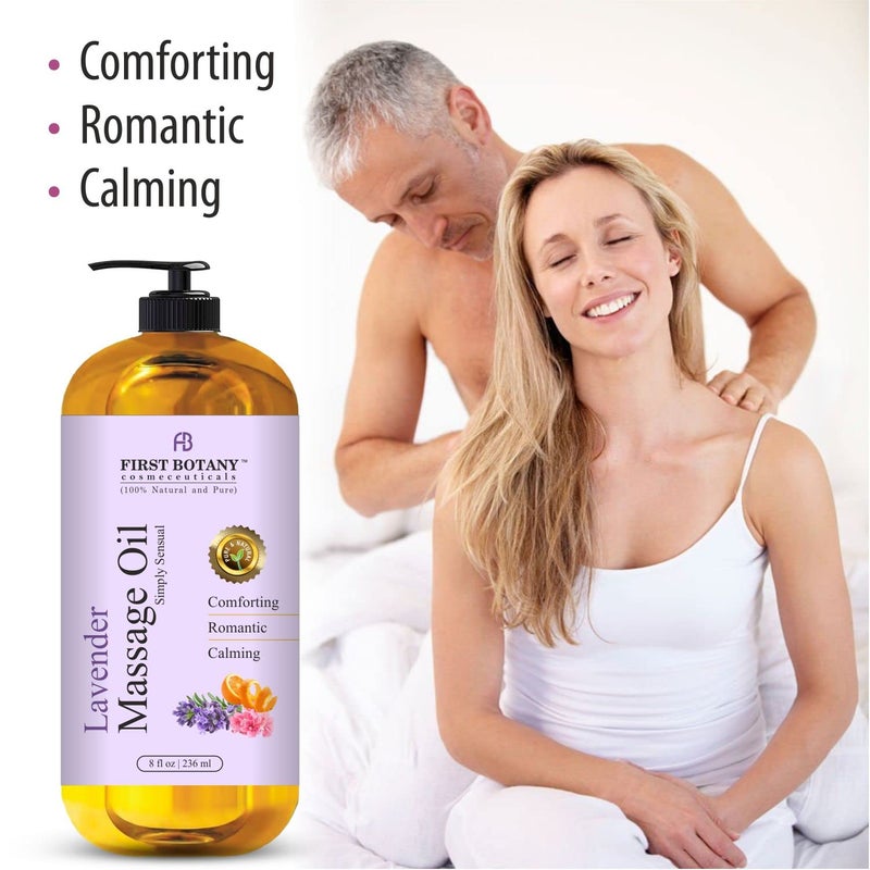 First Botany, Lavender Massage Oil for Couples, 100% Natural Full Body Massage Lotion & Massager, Ideal for use in Aromatic, Relaxing, Sensational Massage & for Aromatherapy for Men & Women, 8 fl oz - Image 2