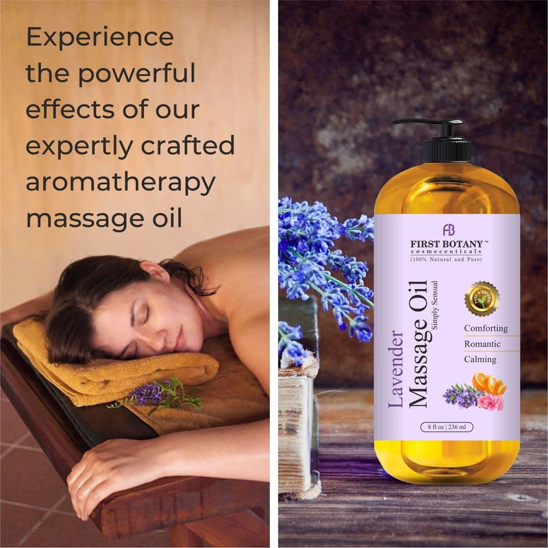 First Botany, Lavender Massage Oil for Couples, 100% Natural Full Body Massage Lotion & Massager, Ideal for use in Aromatic, Relaxing, Sensational Massage & for Aromatherapy for Men & Women, 8 fl oz - Image 4