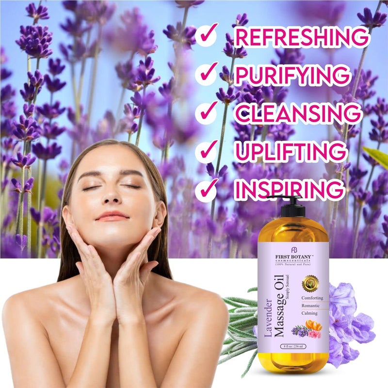 First Botany, Lavender Massage Oil for Couples, 100% Natural Full Body Massage Lotion & Massager, Ideal for use in Aromatic, Relaxing, Sensational Massage & for Aromatherapy for Men & Women, 8 fl oz - Image 3