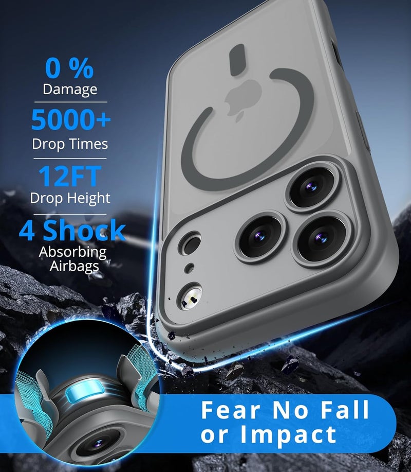 Vansdon Magnetic for iPhone 17 Pro Case with 1 Protective Glass, Compatible with Magsafe, Military Standard Drop Protection, Translucent Matte Back, Shockproof Mobile Phone Case for iPhone 17 Pro - Image 2