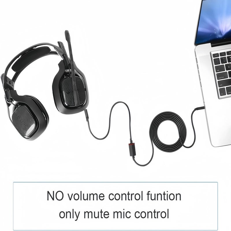 كاست ويف 6.6 قدم كابل صوتي بديل لأسترو A40/A40TR/A10 – كابل كتم صوت مدمج من مادة TPE مع مقبس 3.5 مم مطلي بالذهب | متوافق مع PS5/PS4/PC/الهاتف المحمول - Image 3