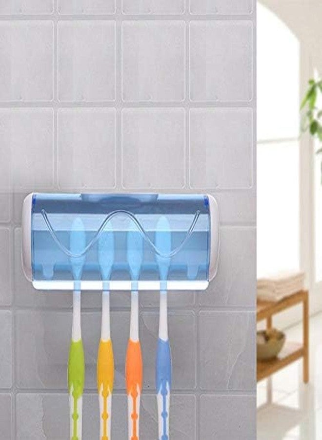 Prostuff.in® Plastic 1 Pcs Easily Wall Mounted 5 Toothbrush Holder Storage with Dust Proof Cover Holder for Bathroom Multicolor - Image 3