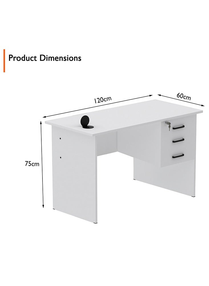 Mahmayi Mahmayi Solama MP1-1260 Writing Table with Hanging Drawers with 51-1H Round Desktop Power Module 1xUSB Slot & 1xEthernet utility port for Office Desk, Confernece Room Table - White - Image 3