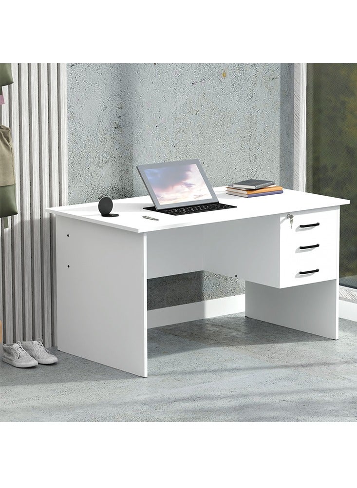 Mahmayi Mahmayi Solama MP1-1260 Writing Table with Hanging Drawers with 51-1H Round Desktop Power Module 1xUSB Slot & 1xEthernet utility port for Office Desk, Confernece Room Table - White - Image 4