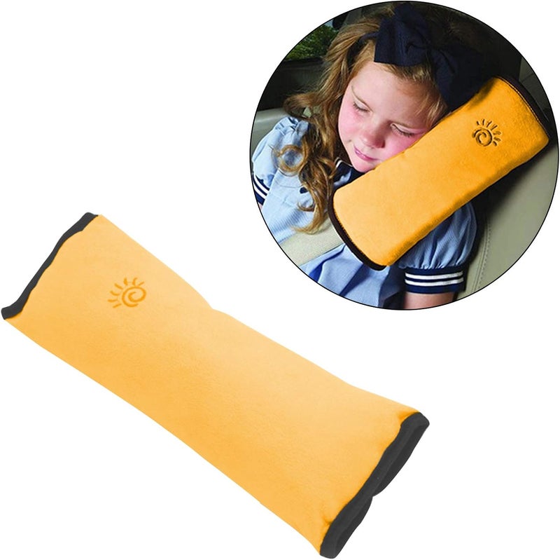 Safe-O-Kid 1 Seat Belt Mounted Pillow/Neck Support Pillow, Seat Strap Cushion for Kids, Toddlers- Pack of 1, Yellow - Image 2