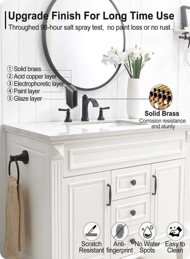 HEYMYTAP Matte Black Bathroom Faucet 3 Hole, Brass Bathroom Waterfall Faucet, 4-16 Inch Bathroom Sink Faucets, 2 Handle Widespread Faucet for Bathroom Sink with Water Supply Hoses, Pop-Up Drain - Image 3