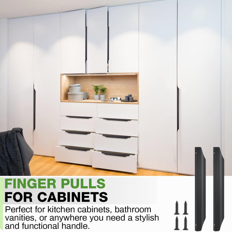Otoolling 10 Pack Finger Pulls for Cabinets, 11.81" Streamlined Long Concealed Handle for Home Kitchen Doors Drawer Cabinet Hardware, Brushed Aluminum Edge Pulls for Kitchen Cabinet - Image 5