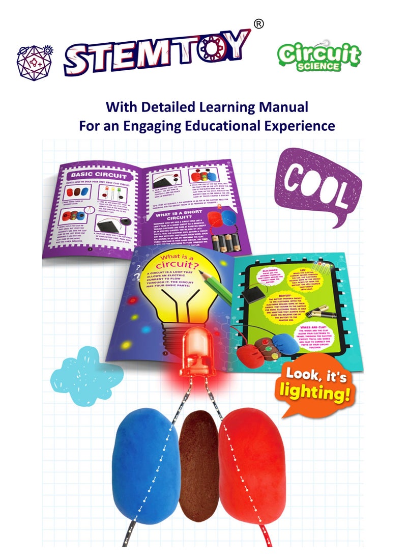 STEMTOY STEM Circuit Clay Science Kit – Educational Electric Circuit Building Toy for Kids, Learn Circuitry with Conductive & Insulating Clay, Fun DIY Physics Experiment for Early Learners  - Image 4