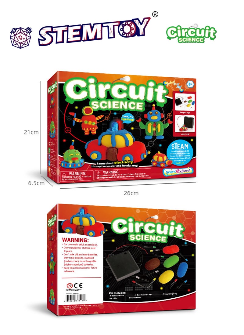 STEMTOY - STEM Circuit Clay Science Kit – Educational Electric Circuit Building Toy for Kids, Learn Circuitry with Conductive & Insulating Clay, Fun DIY Physics Experiment for Early Learners - Image 1