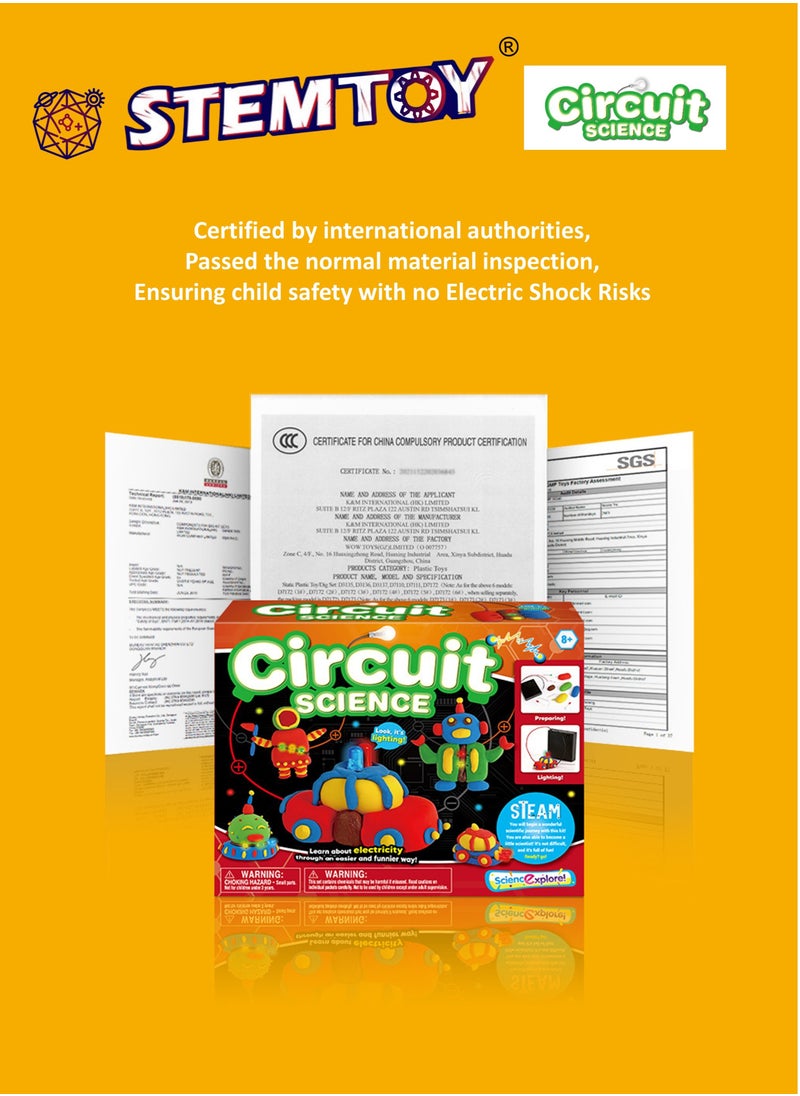 STEMTOY - STEM Circuit Clay Science Kit – Educational Electric Circuit Building Toy for Kids, Learn Circuitry with Conductive & Insulating Clay, Fun DIY Physics Experiment for Early Learners - Image 1