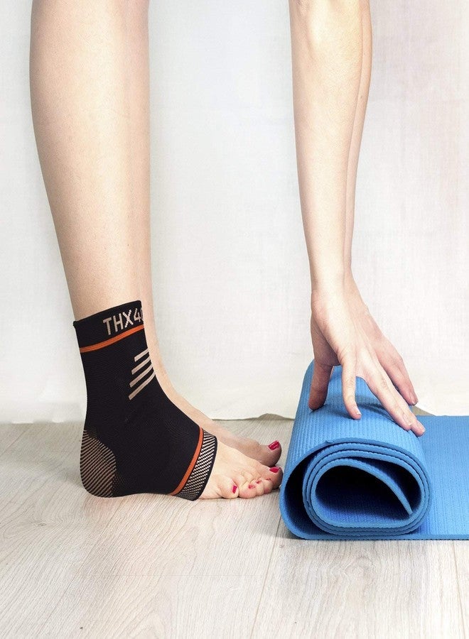 THX4COPPER Thx4 Copper Infused Compression Ankle Brace, Silicone Ankle Sleeve Support, Pain Relief from Plantar Fasciitis, Achilles Tendonitis - Reduce Foot Swelling & Prevent Ankle Injuries - (Single) - Image 2