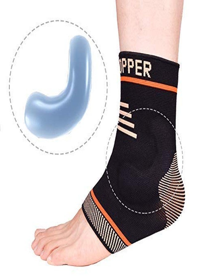 THX4COPPER Thx4 Copper Infused Compression Ankle Brace, Silicone Ankle Sleeve Support, Pain Relief from Plantar Fasciitis, Achilles Tendonitis - Reduce Foot Swelling & Prevent Ankle Injuries - (Single) - Image 1