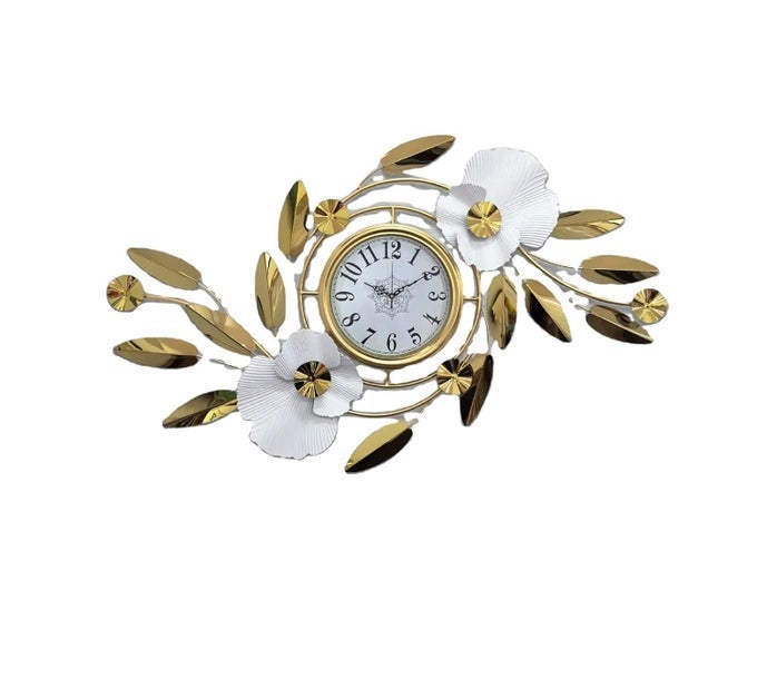 LUXURY METAL ANALOG WALL CLOCKFLORAL DESIGN FOR HOME DECOR WALL DECORATION ITEMS FOR LIVING DINING BEDROOM OFFICE DRAWING ROOM HALL ENTRYWAY CAFE HOTELS