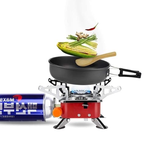 THE VENTI Portable Gas Stove Mini Portable Square-Shaped 2800W Gas Butane Burner Camping Stove travelling Stainless Steel Cooking Stove Folding Furnace Stove with Storage Bag - Image 4