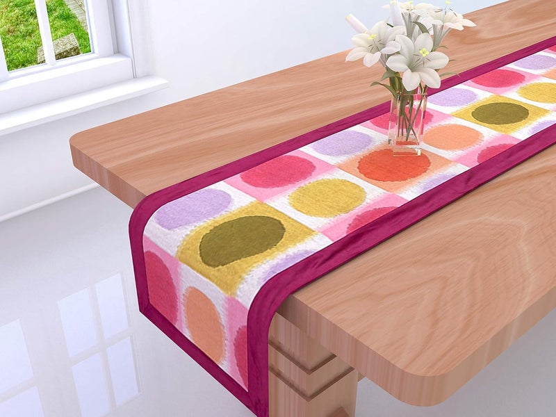 Clasiko Table Runner; 16x72 Inches; Multicolor Circles; 300 TC Cotton Fabric; Table Top Home Décor; Color Fastness Guarantee - Image 1