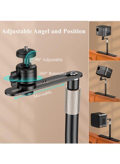 XiuWoo No Drilling Metal Projector Stand Bedside Sofa Projector Mount Ball Head 360 Adjustable Table Side Projector Mount,Adjustable Height 25-35CM,for Most Projector,for Home Sofa Bed desk  - Image 4