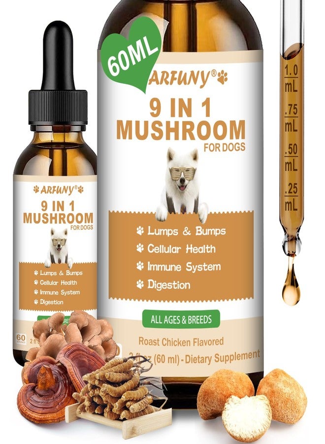 SANTKOL 9 in 1 Mushroom Supplement for Dogs - Turkey Tail Mushroom for Dogs - Dog Lumps and Bumps Treatment - Digestive, Cellular, Immune Health Support - Reishi, Lions Mane, Shiitake - Roast Chicken Flavor - Image 1