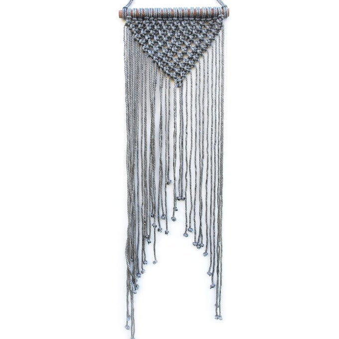 GREY COLOUR MACRAME PHOTO ORGANAIZER WALL DCOR HOME DCOR WALL HANGING WITH WOODEN CLIPS