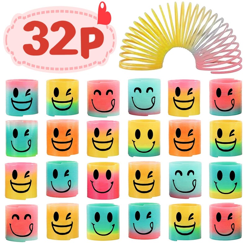 AZEN 32 Pcs Mini Spring Party Favors for Kids 3-5 4-8, Goodie Bags Stuffers for Birthday Party, Classroom Prizes Kids Prizes, Small Bulk Toys Gifts (4 Smile) - Image 1