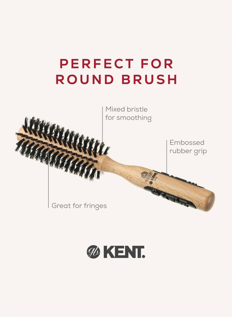 KENT PF04 Round Wooden 45mm Hair Brush for Curling, Volumizing and Smoothing - Mixed Bristle for Short Hair, Fringes and Glossy Finish - Image 4