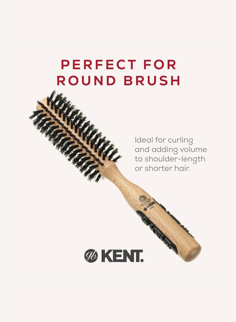 KENT PF04 Round Wooden 45mm Hair Brush for Curling, Volumizing and Smoothing - Mixed Bristle for Short Hair, Fringes and Glossy Finish - Image 3