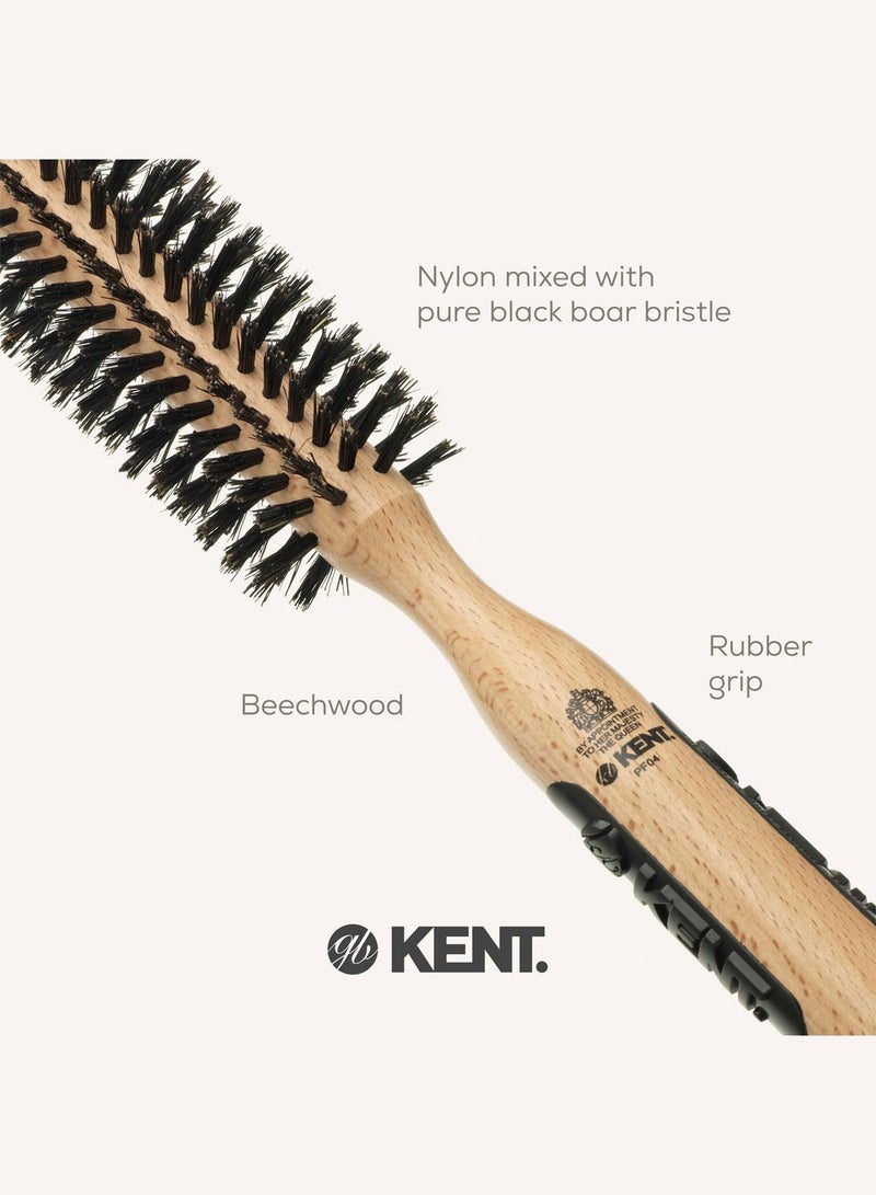 KENT PF04 Round Wooden 45mm Hair Brush for Curling, Volumizing and Smoothing - Mixed Bristle for Short Hair, Fringes and Glossy Finish - Image 5