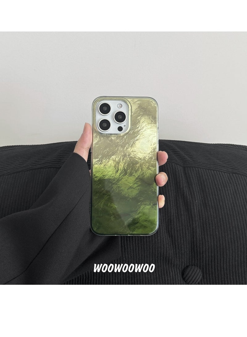 NIBEMINENT Tin Foil Pattern Simplicity Protective TPU Case Cover For iPhone 17, Green Gradient