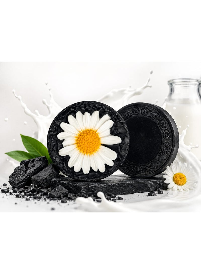 LEVON 🖤🌼 Charcoal and milk soap with a fragrant fragrance 🌼 Deep cleaning and long-lasting freshness 🌼 100 gm 🌼 Fortified with Vitamin E - Image 1