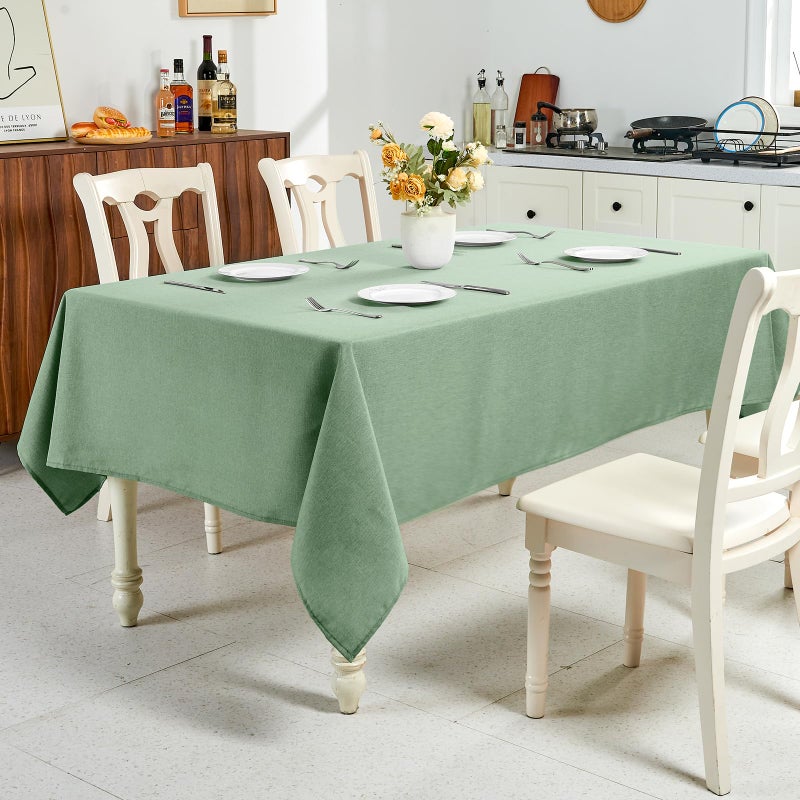IVAPUPU Textured Linen Table Cloth for Rectangle Tables - Sage Green Tablecloths Rectangular Waterproof Wrinkle Free Wipeable Dining Table Cover for Spring Easter Decor Wedding Birthday, 52 x 70 Inch - Image 5
